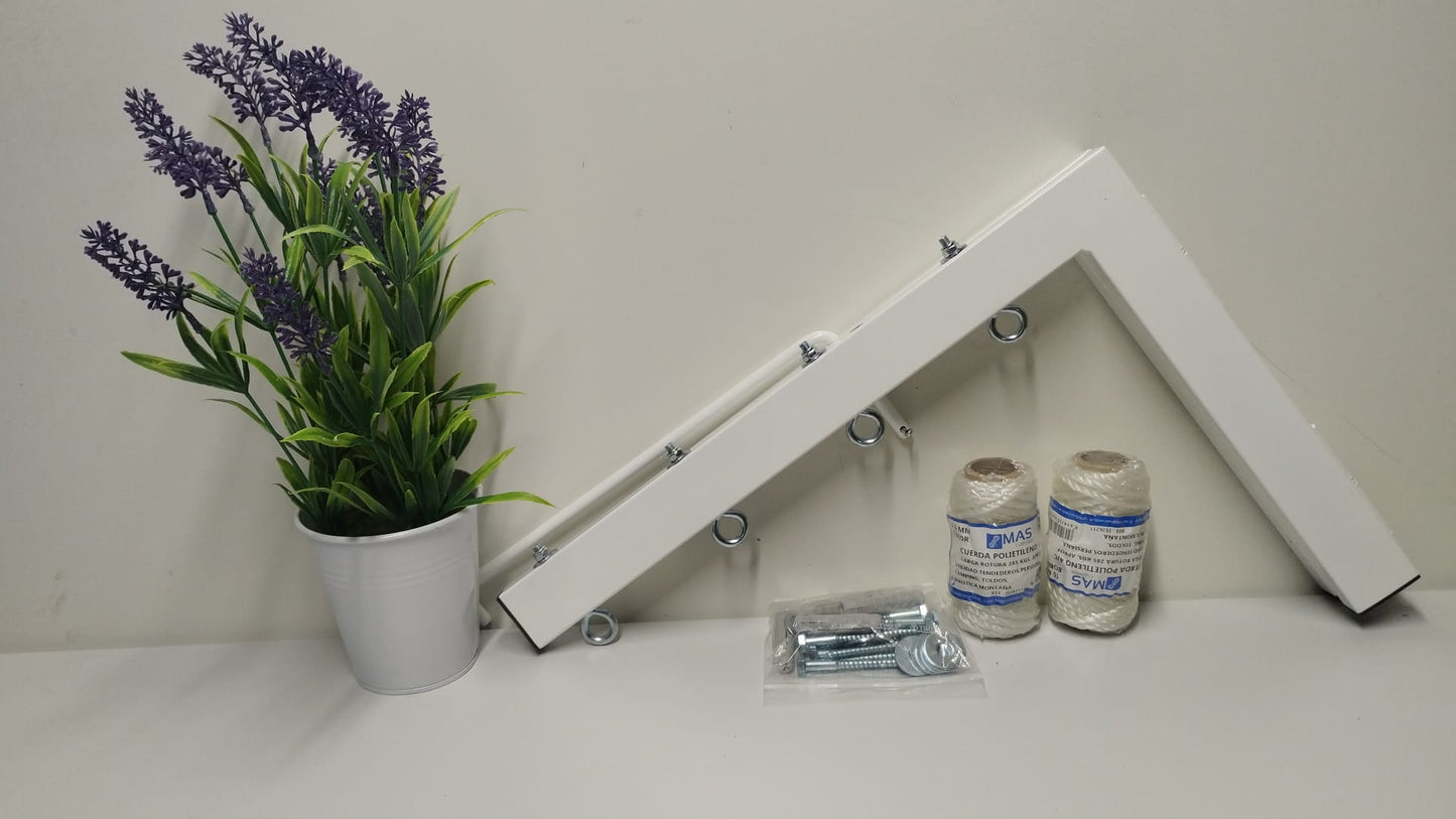 TENDEDERO PLEGABLE DE PARED BLANCO 4 CUERDAS